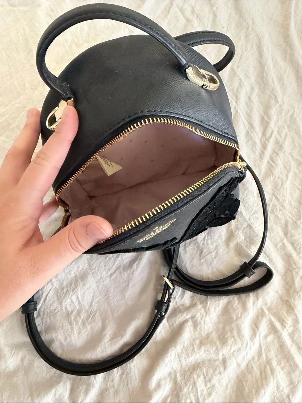 kate spade Black Velvet Floral Mini Backpack